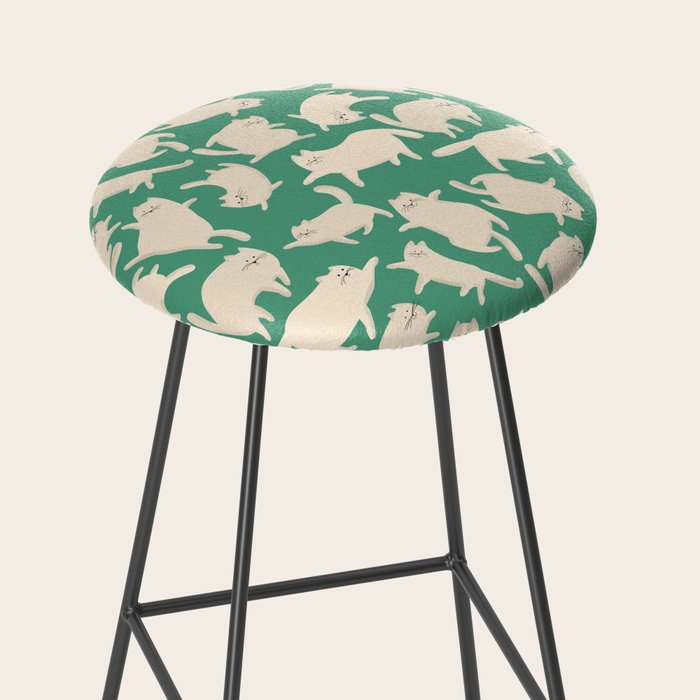 White Silly Cats Pattern Stool Gallery Image 2