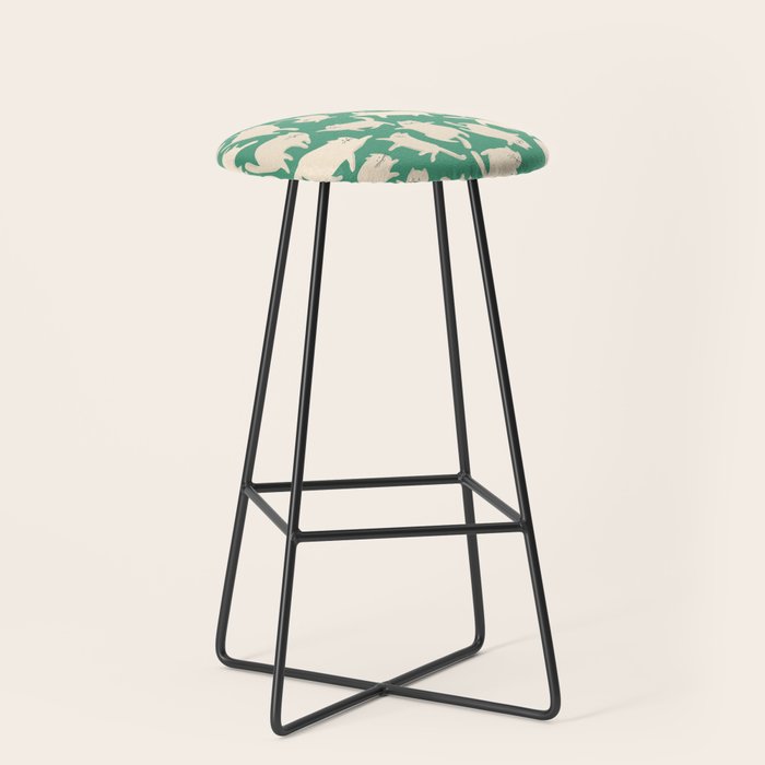 White Silly Cats Pattern Stool Gallery Image 1