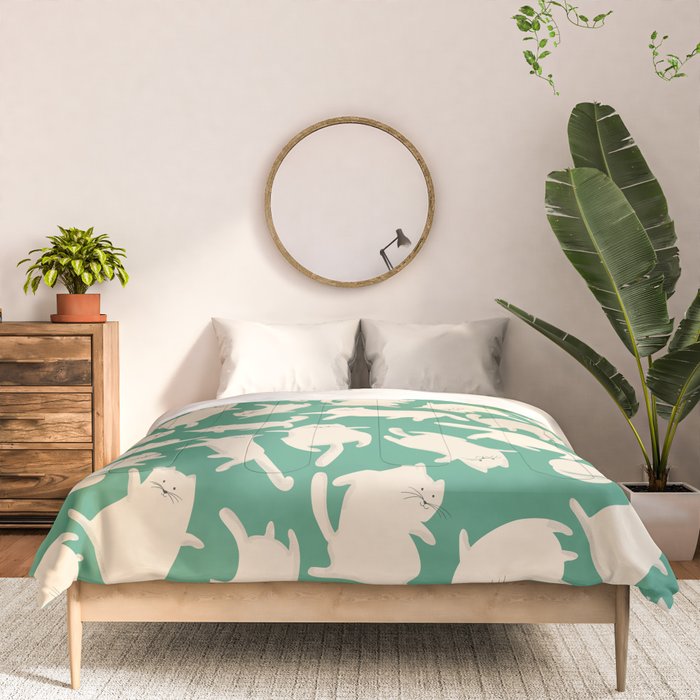 White Silly Cats Pattern Comforter Gallery Image 3