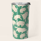 White Silly Cats Pattern Travel Mug Gallery Image 2
