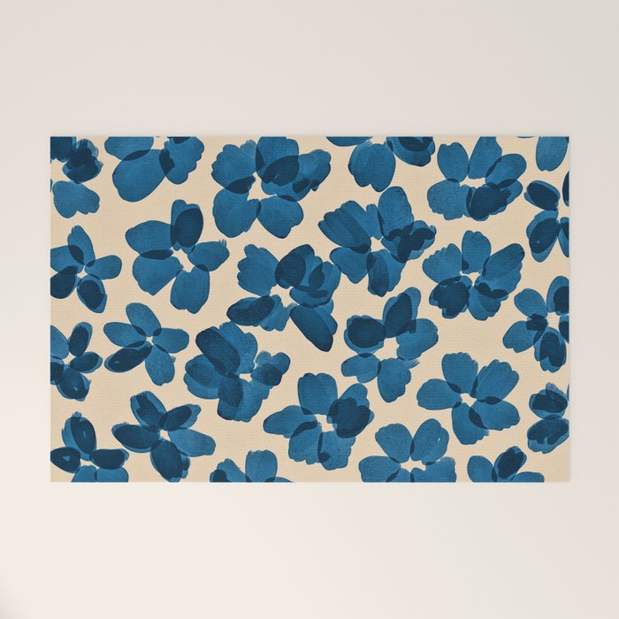 Deep Blue Flowers Welcome Mat Gallery Image 1