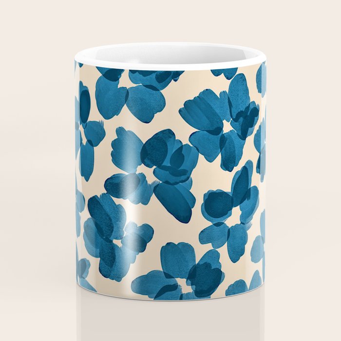 Deep Blue Flowers Coffee Mug Gallery Image 4