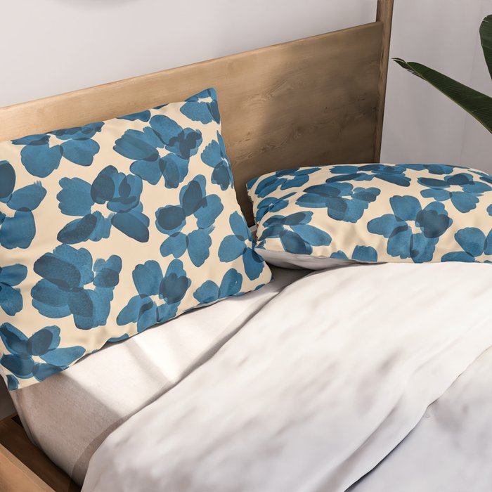 Deep Blue Flowers Pillow Sham Gallery Image 2