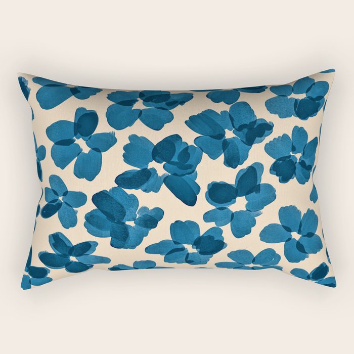 Deep Blue Flowers Rectangular Pillow Gallery Image 2