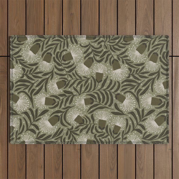 Whimsical Florals / Cream & Green Outdoor Rug Gallery Image 1