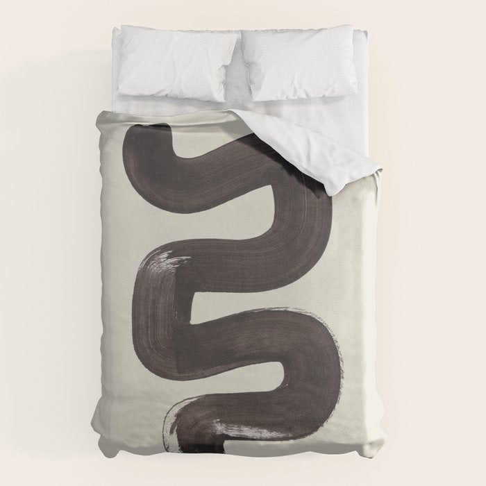 black & white minimalist abstract shapes patterns black ink painting Duvet Cover Gallery Image 6