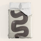 black & white minimalist abstract shapes patterns black ink painting Duvet Cover Gallery Image 6
