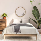 black & white minimalist abstract shapes patterns black ink painting Comforter Gallery Image 3