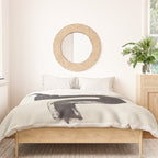 black & white minimalist abstract shapes patterns black ink painting Duvet Cover Gallery Image 3