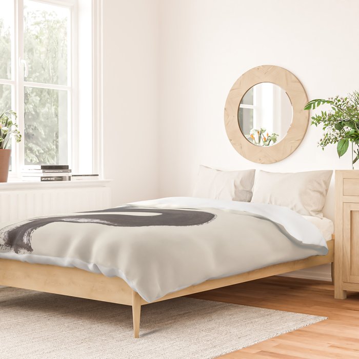 black & white minimalist abstract shapes patterns black ink painting Duvet Cover Gallery Image 2