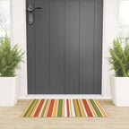 Retro Stripes - Mid Century Modern 50s 60s 70s Pattern in Green, Orange, Yellow, and White Welcome Mat Gallery Image 3