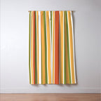 Retro Stripes - Mid Century Modern 50s 60s 70s Pattern in Green, Orange, Yellow, and White Window Curtain Gallery Image 3