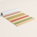 Retro Stripes - Mid Century Modern 50s 60s 70s Pattern in Green, Orange, Yellow, and White Yoga Mat Gallery Image 2
