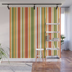 Retro Stripes - Mid Century Modern 50s 60s 70s Pattern in Green, Orange, Yellow, and White Wall Mural Gallery Image 1