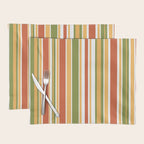 Retro Stripes - Mid Century Modern 50s 60s 70s Pattern in Green, Orange, Yellow, and White Placemat Gallery Image 1
