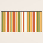 Retro Stripes - Mid Century Modern 50s 60s 70s Pattern in Green, Orange, Yellow, and White Desk Mat Gallery Image 3