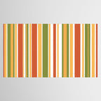 Retro Stripes - Mid Century Modern 50s 60s 70s Pattern in Green, Orange, Yellow, and White Tablecloth Gallery Image 2