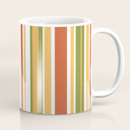 Retro Stripes - Mid Century Modern 50s 60s 70s Pattern in Green, Orange, Yellow, and White Coffee Mug Gallery Image 1