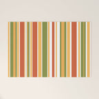 Retro Stripes - Mid Century Modern 50s 60s 70s Pattern in Green, Orange, Yellow, and White Welcome Mat Gallery Image 1