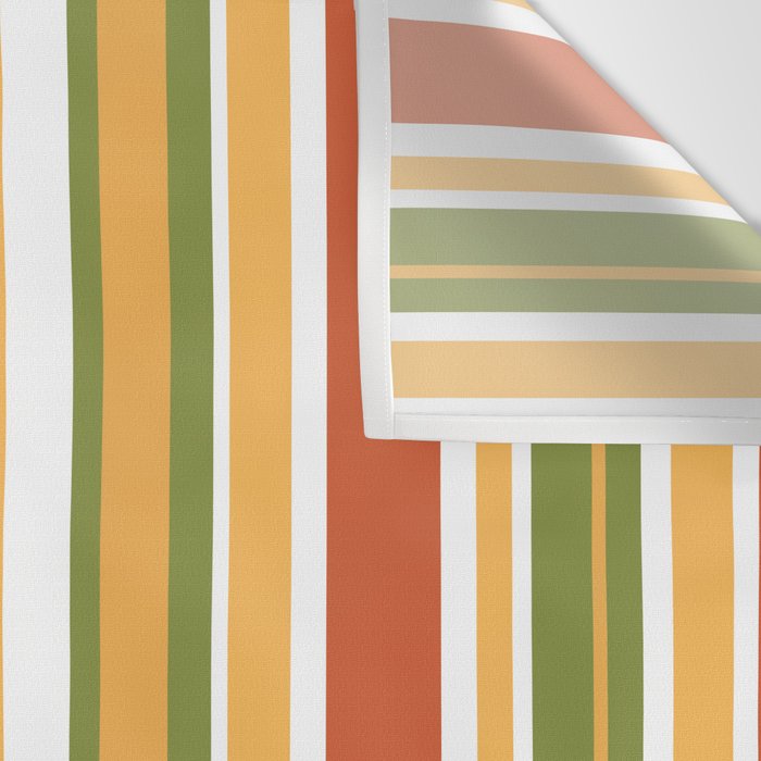 Retro Stripes - Mid Century Modern 50s 60s 70s Pattern in Green, Orange, Yellow, and White Wall Tapestry Gallery Image 3