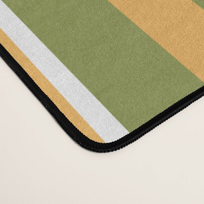 Retro Stripes - Mid Century Modern 50s 60s 70s Pattern in Green, Orange, Yellow, and White Desk Mat Gallery Image 4