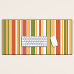 Retro Stripes - Mid Century Modern 50s 60s 70s Pattern in Green, Orange, Yellow, and White Desk Mat Gallery Image 1