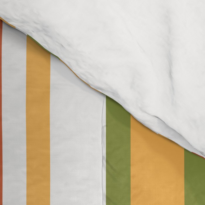 Retro Stripes - Mid Century Modern 50s 60s 70s Pattern in Green, Orange, Yellow, and White Comforter Gallery Image 4