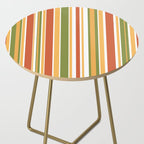 Retro Stripes - Mid Century Modern 50s 60s 70s Pattern in Green, Orange, Yellow, and White Side Table Gallery Image 2
