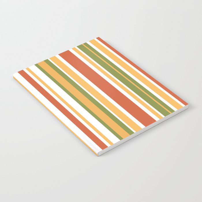 Retro Stripes - Mid Century Modern 50s 60s 70s Pattern in Green, Orange, Yellow, and White Notebook Gallery Image 2