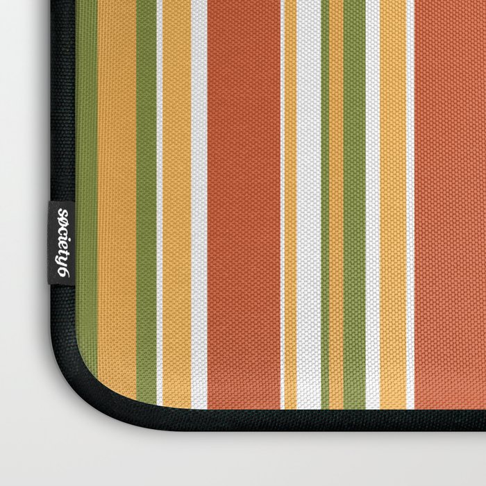 Retro Stripes - Mid Century Modern 50s 60s 70s Pattern in Green, Orange, Yellow, and White Laptop Sleeve Gallery Image 3