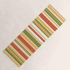 Retro Stripes - Mid Century Modern 50s 60s 70s Pattern in Green, Orange, Yellow, and White Yoga Mat Gallery Image 1