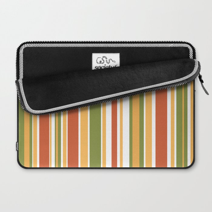 Retro Stripes - Mid Century Modern 50s 60s 70s Pattern in Green, Orange, Yellow, and White Laptop Sleeve Gallery Image 2