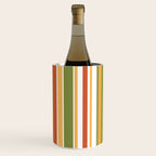 Retro Stripes - Mid Century Modern 50s 60s 70s Pattern in Green, Orange, Yellow, and White Wine Chiller Gallery Image 1