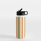 Retro Stripes - Mid Century Modern 50s 60s 70s Pattern in Green, Orange, Yellow, and White Water Bottle Gallery Image 1