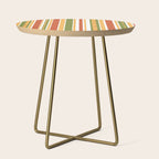 Retro Stripes - Mid Century Modern 50s 60s 70s Pattern in Green, Orange, Yellow, and White Side Table Gallery Image 1