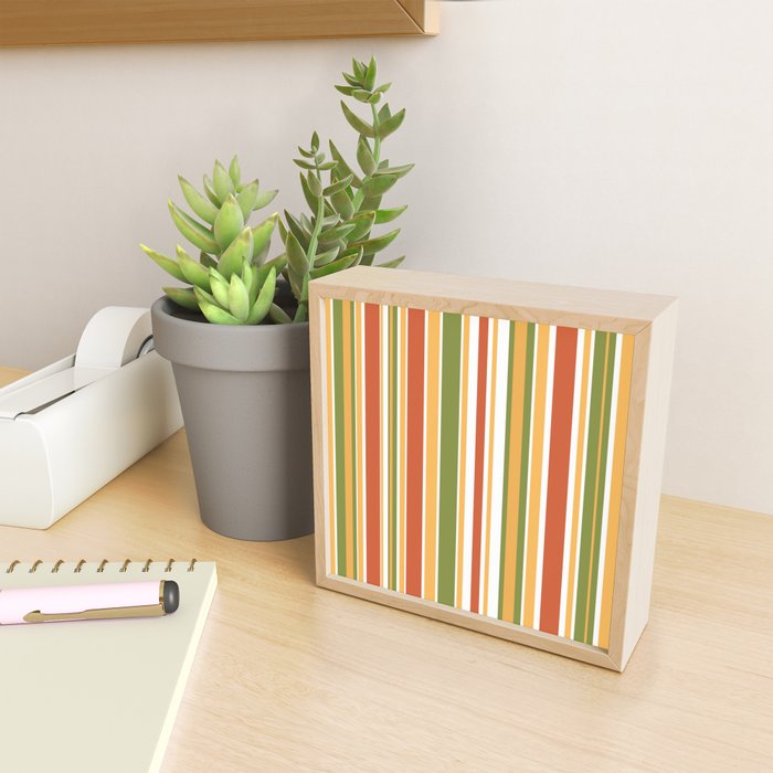 Retro Stripes - Mid Century Modern 50s 60s 70s Pattern in Green, Orange, Yellow, and White Mini Art Print Gallery Image 2