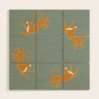 Leopard Race - blue Wood Wall Art Gallery Image 1