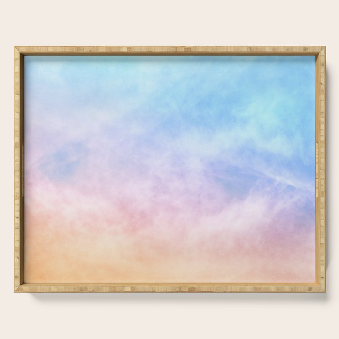 Pastel Rainbow Watercolor Clouds Serving Tray Gallery Image 1