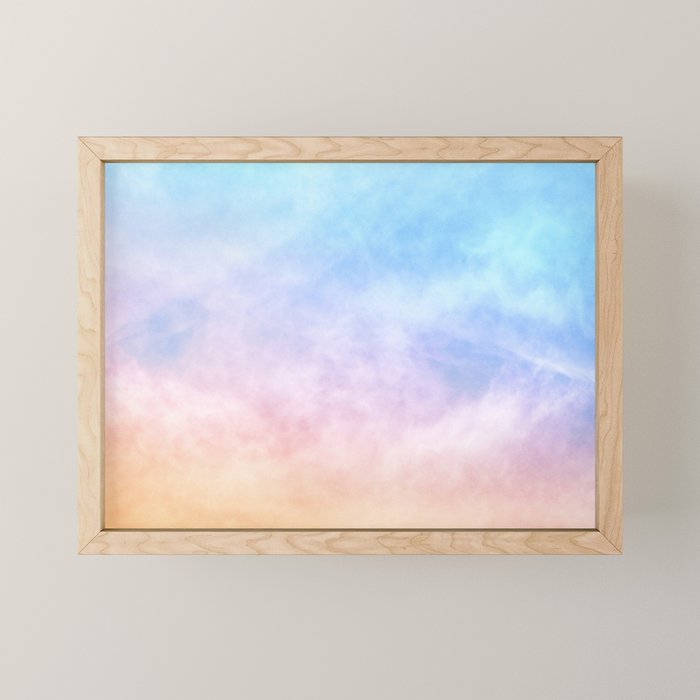 Pastel Rainbow Watercolor Clouds Mini Art Print Gallery Image 1