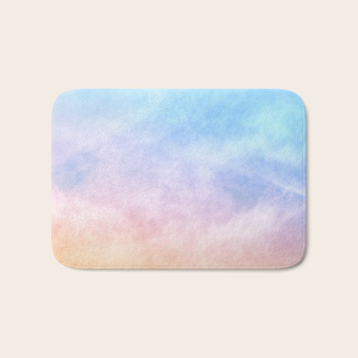 Pastel Rainbow Watercolor Clouds Bath Mat Gallery Image 1