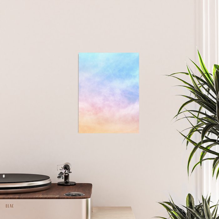 Pastel Rainbow Watercolor Clouds Poster Gallery Image 2