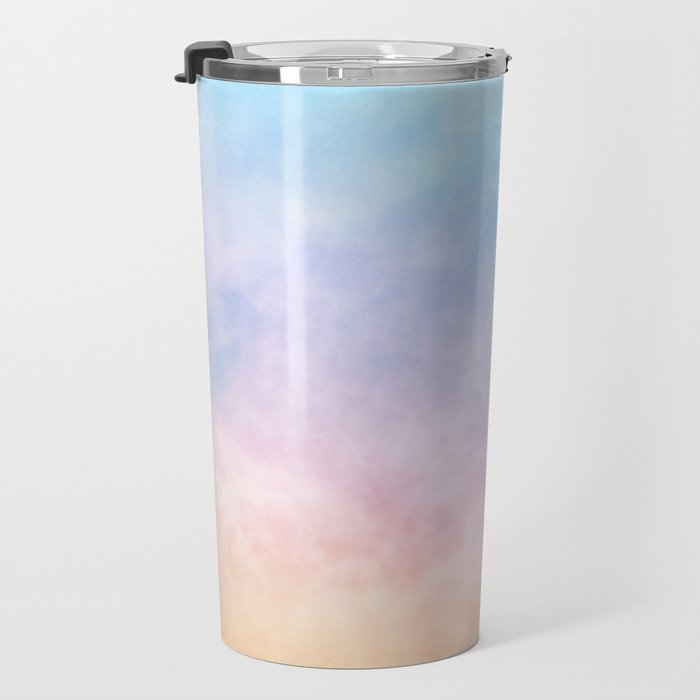 Pastel Rainbow Watercolor Clouds Travel Mug Gallery Image 3