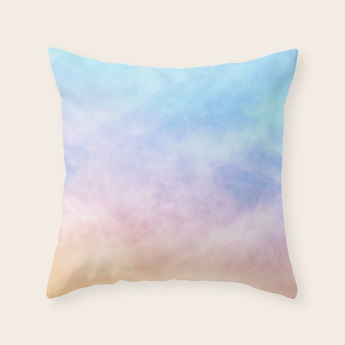Pastel Rainbow Watercolor Clouds Throw Pillow Gallery Image 6
