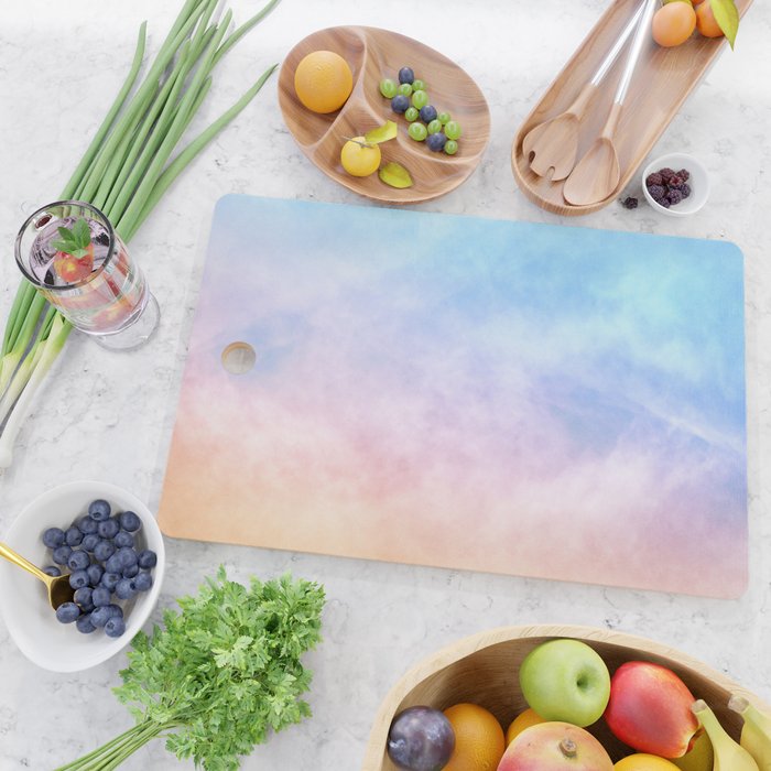 Pastel Rainbow Watercolor Clouds Cutting Board Gallery Image 2