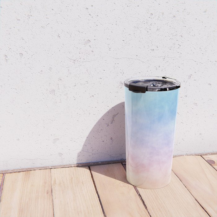 Pastel Rainbow Watercolor Clouds Travel Mug Gallery Image 4