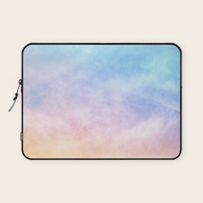 Pastel Rainbow Watercolor Clouds Laptop Sleeve Gallery Image 1