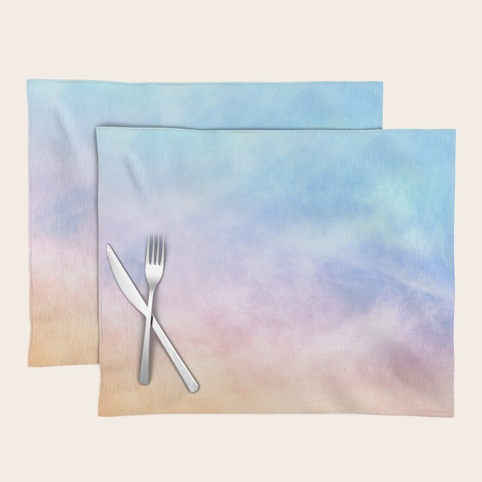 Pastel Rainbow Watercolor Clouds Placemat Gallery Image 1