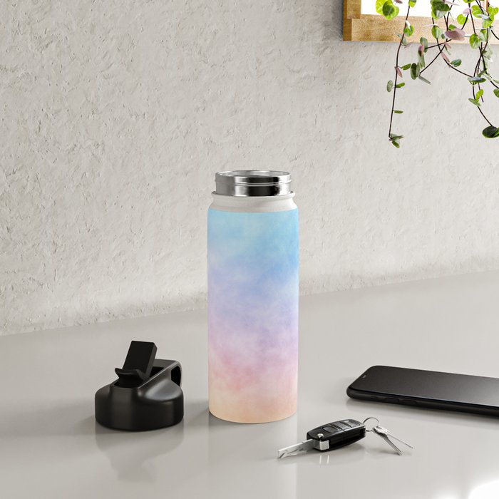 Pastel Rainbow Watercolor Clouds Water Bottle Gallery Image 4