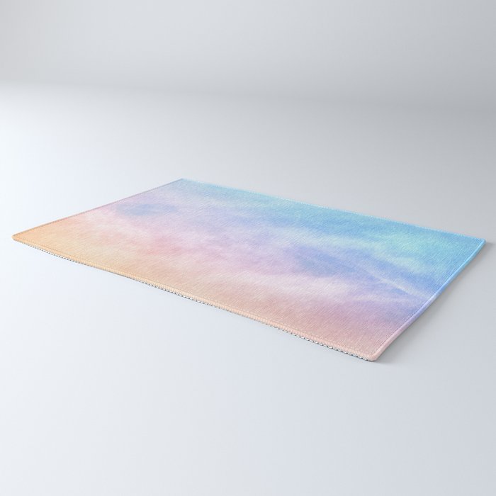 Pastel Rainbow Watercolor Clouds Rug Gallery Image 3