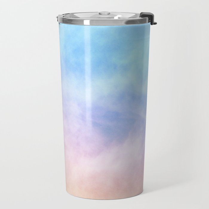 Pastel Rainbow Watercolor Clouds Travel Mug Gallery Image 2